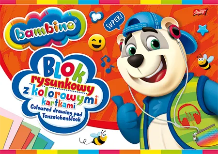 Blok rysunkowy z kolorowymi kartkami BAMBINO A4, 16 kartek