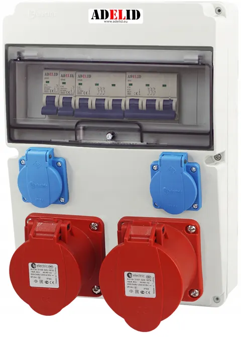 Rozdzielnica RSW 2x 16A 5P, 2x 230V, zabezpieczona 16A