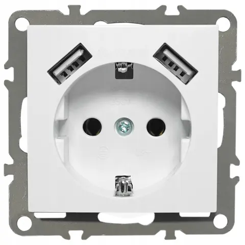 QUADRA Gniazdko Schuko Podtynkowe 2X USB 230V 2.1A