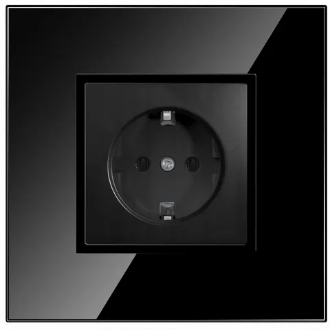 QUADRA Gniazdo 230V Szklane Schuko W Ramce Czarne