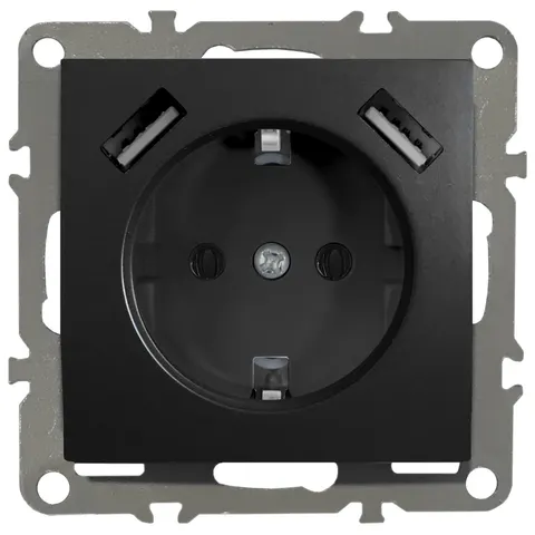 QUADRA Gniazdko Schuko Podtynkowe 2X USB 230V 2.1A