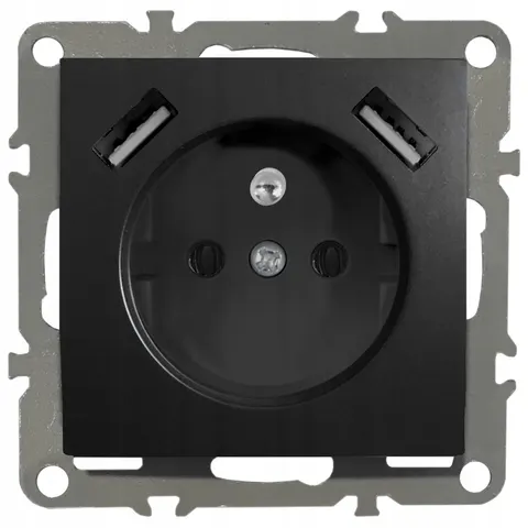 QUADRA Gniazdko Z Bolcem 2x USB Do Ramek 230V 2.1A
