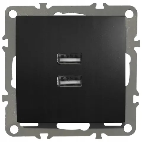 QUADRA Gniazdko Podtynkowe USB 2.1A Czarne Mat