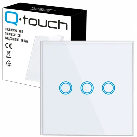 Dotykowy Włącznik Światła Potrójny Szklany WiFi Qtouch