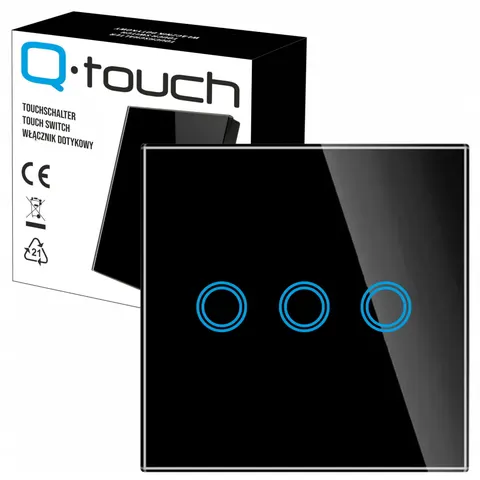 Dotykowy Włącznik Światła Potrójny Szklany WiFi Qtouch