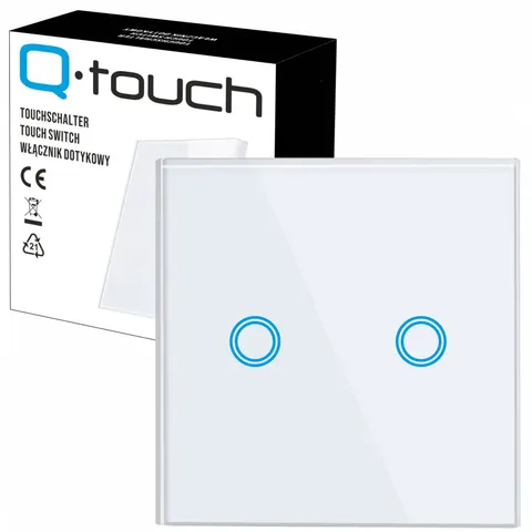 Dotykowy Włącznik Światła Podwójny Szklany WiFi Qtouch