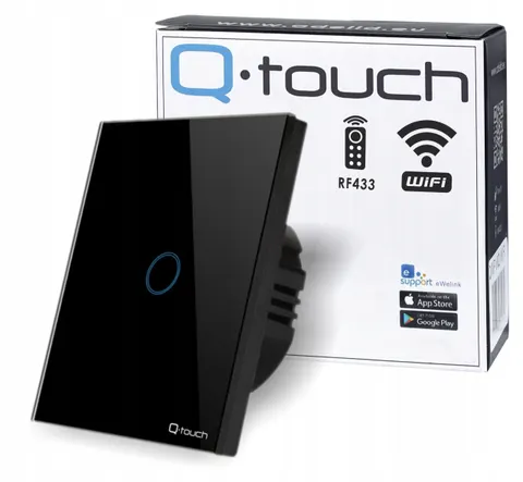 Dotykowy Włącznik Światła Pojedynczy Szklany WiFi Qtouch TUYA