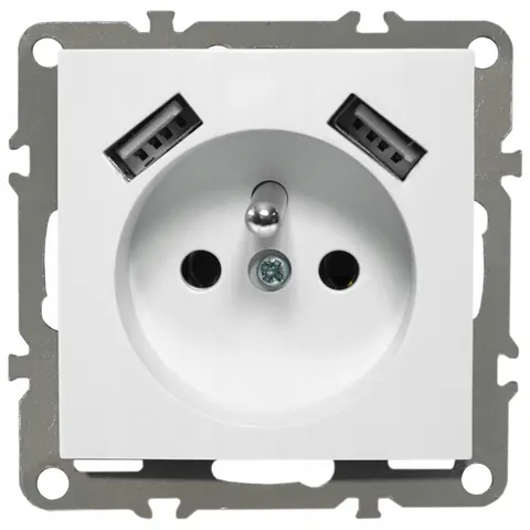 QUADRA Gniazdko Z Bolcem 2x Usb Do Ramek 230V 2.1A