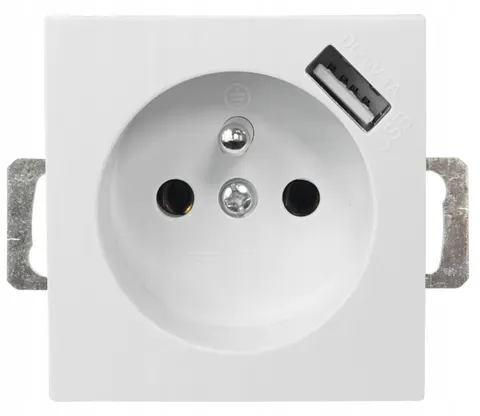 QUADRA Gniazdko Podtynkowe Z Bolcem Usb Do Ramki