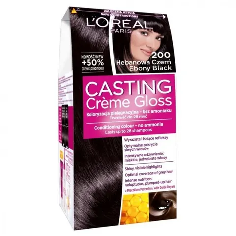 L'OREAL CASTING CREME GLOSS Farba do włosów 200 HEBANOWA CZERŃ