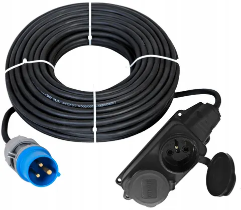 Przewód Adapter Redukcja Camping 16A - 2x 230V 50m