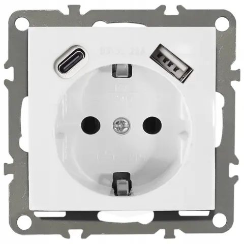 QUADRA gniazdo gniazdko podtynkowe biale schuko z ładowarką USB C do ramki