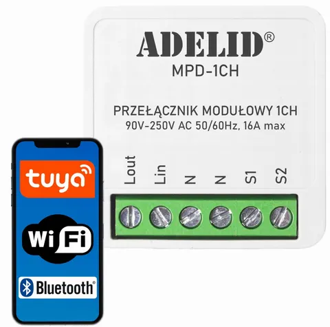 Przekaźnik włącznik przełącznik światła WiFi dopuszkowy 16A MINI SMART TUYA