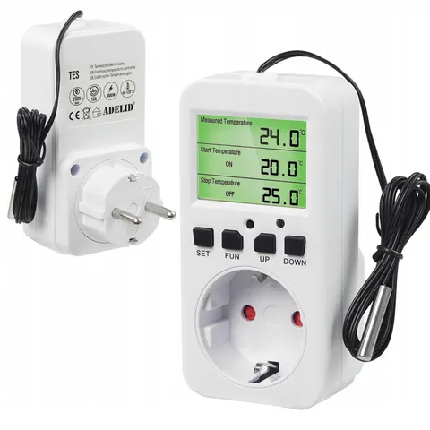 Termostat Elektroniczny Regulator Temperatury 230V Gniazdo Sieciowe Schuko