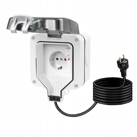 Gniazdo zewnętrzne elektryczne ogrodowe wodoszczelne SCHUKO 230V IP66