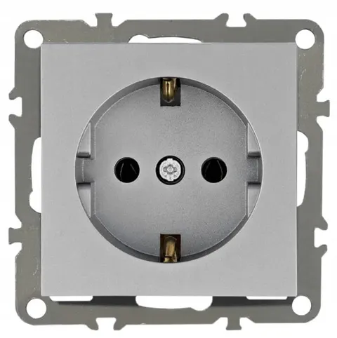 Gniazdo Elektryczne Schuko Szare Gniazdko Pojedyncze Kontakt Szary QUADRA
