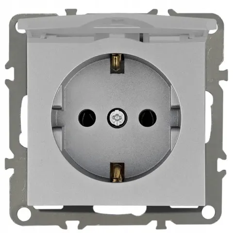 Gniazdo Elektryczne Schuko Szare Gniazdko Pojedyncze Z Klapką QUADRA