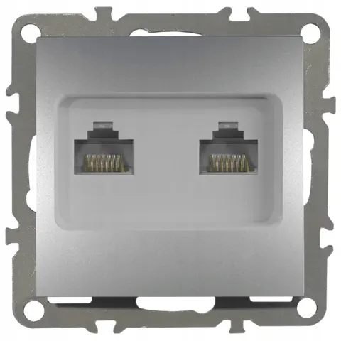 Gniazdo Gniazdko Podwójne Komputerowe Internetowe RJ45 LAN Szare QUADRA