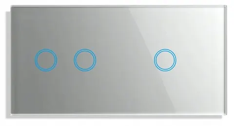 Panel szklany dotykowy włącznik światła potrójny szary 2+1 2 moduły LED