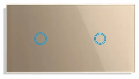 Panel szklany dotykowy włącznik światła podwójny złoty 1+1 2 moduły LED