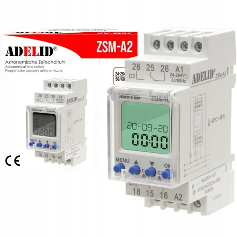 Zegar czasowy astronomiczny programator timer na szynę DIN 24-264V AC/DC
