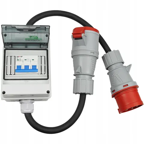 ADAPTER SIŁOWY PRZEJŚCIÓWKA WTYK GNIAZDO 16A 5P CEE BEZPIECZNIK 3P C16A