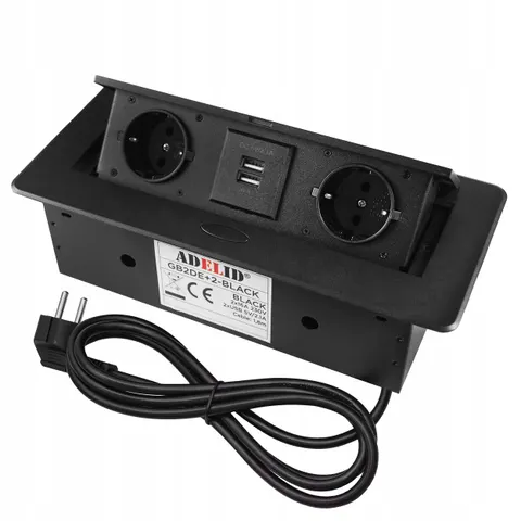 GNIAZDO CHOWANE W BLAT NABLATOWE BLATOWE SCHUKO + 2 USB GNIAZDKO METALOWE