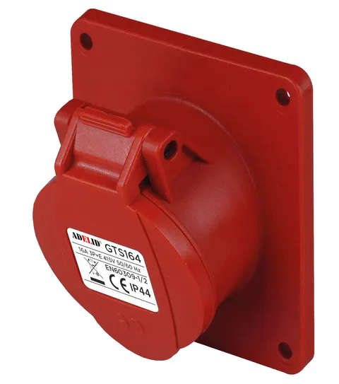Gniazdo tablicowe panelowe tablicowe siłowe skośne 16A 4P 400V CEE IP44