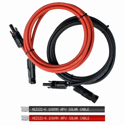 Przedłużacz kabel solarny zestaw 2x5m czarny czerwony 6mm2 PV Typu Mc4 DO PANELA