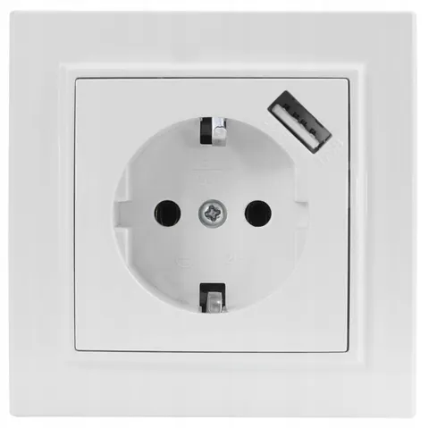 QUADRA GNIAZDKO ELEKTRYCZNE SCHUKO PODTYNKOWE USB KOMPLETNE Z RAMKĄ