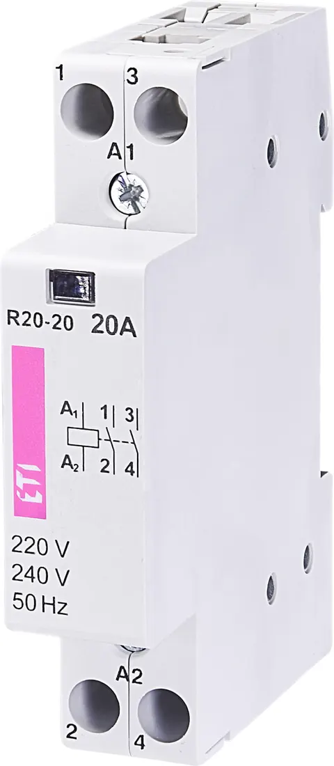 Stycznik modułowy ETICON R 20-20 230V, 20A 2 styki (SM) (002461210) - ETI Polam