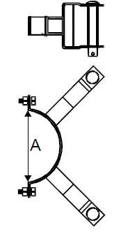 Konstrukcja mocna KM- 9 oc. (D) - podwójna z dystansem na obejmie O-3, do izolatora S-80 (wymiar A=240mm) - DELKAR