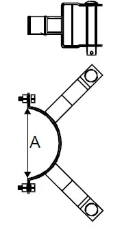 Konstrukcja mocna KM-10 oc. (D) - podwójna z dystansem na obejmie O-3, do izolatora S-115 (wymiar A=240mm) - DELKAR