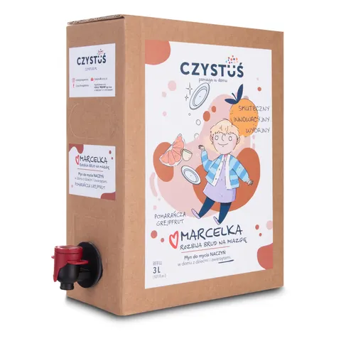 Płyn do mycia naczyń MARCELKA pomarańcza-grejpfrut 3 litry Refil - Czystuś