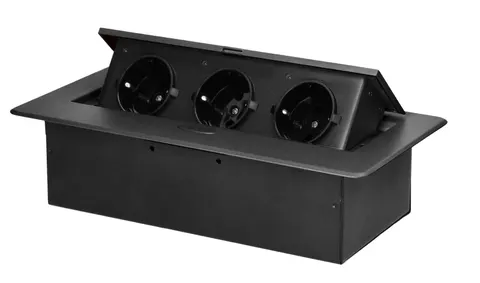 Gniazdo schuko 3x2P+Z meblowe wpuszczane w blat grafitowe