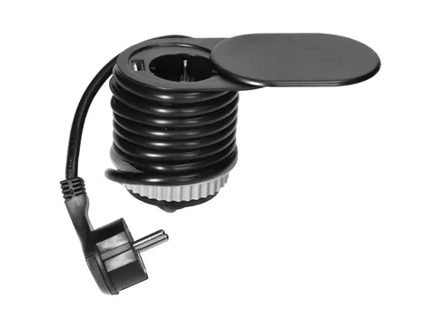 Gniazdo meblowe schuko 1P+Z 2xUSB Qi z ładowarką indukcyjną wpuszczane w blat