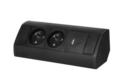 Gniazdo meblowe 2x230V P+Z 2xUSB czarne