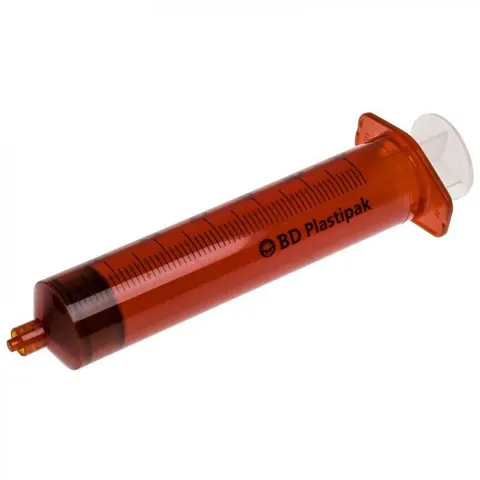 Strzykawka 3-częściowa luer-lock bursztynowa 50 ml Plastipak