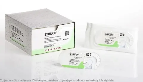 Nici Ethilon - 0 - 3/8 koła - igła odwrotnie tnąca 30 mm - 75 cm czarna - op. 36