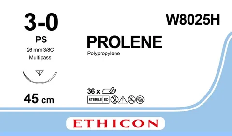 Nici Prolene - 3/0 - 3/8 koła - igła odwrotnie tnąca 26 mm - 45 cm kolor niebieski - op. 36