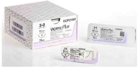 Nici Vicryl Plus - 1 - 1/2 koła - igła okrągła 36 mm - 70 cm fiolet - op. 36