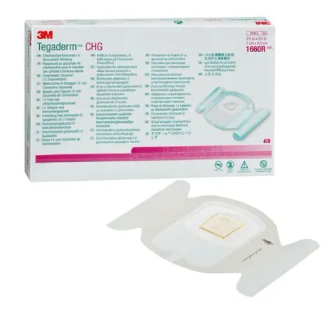 Opatrunek foliowy z CHG do mocowania kaniul i wkłuć 7 cm x 8,5 cm Tegaderm CHG