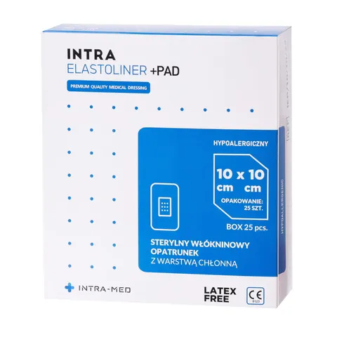 Opatrunek chirurgiczny + pad włókninowy 10 cm x 10 cm Elastoliner + pad
