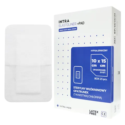 Opatrunek chirurgiczny + pad włókninowy 10 cm x 15 cm Elastoliner + pad