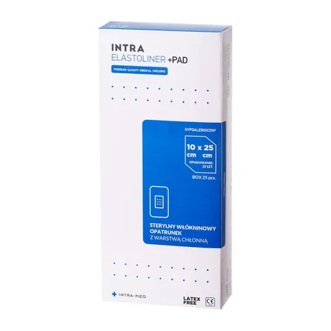 Opatrunek chirurgiczny + pad włókninowy 10 cm x 25 cm Elastoliner + pad