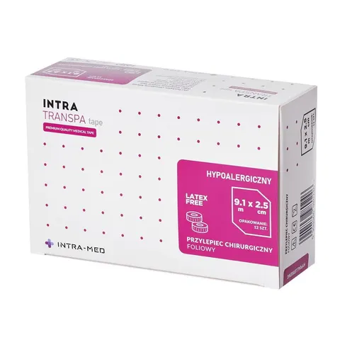 Przylepiec foliowy na rolce 1,25 cm x 9,1 m Intra Transpa Tape