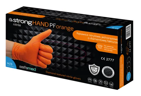 Rękawice BHP nitrylowe strongHAND PF orange, XLL a'50 szt.