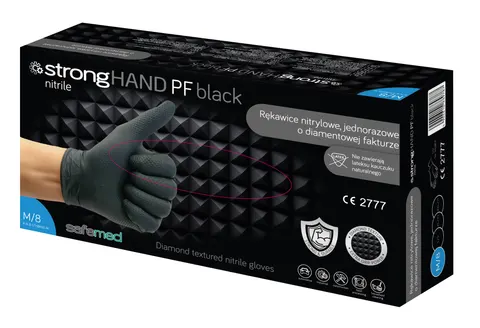 Rękawice BHP nitrylowe strongHAND PF Black, XL a'50 szt.