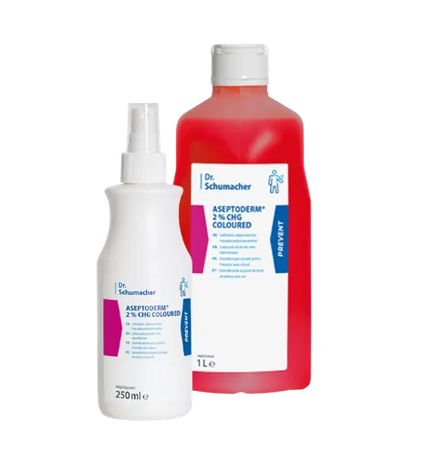 Aseptoderm 2% CHG Coloured alkoholowy środek do dezynfekcji skóry, 1 L