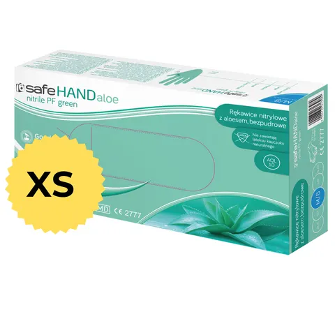 Rękawiczki nitrylowe z aloesem safeHAND Aloe, XS - a'100 sztuk